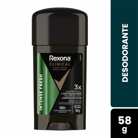 Desodorante Antitranspirante Rexona Clinical Men Stick Intense Fresh Com 58g