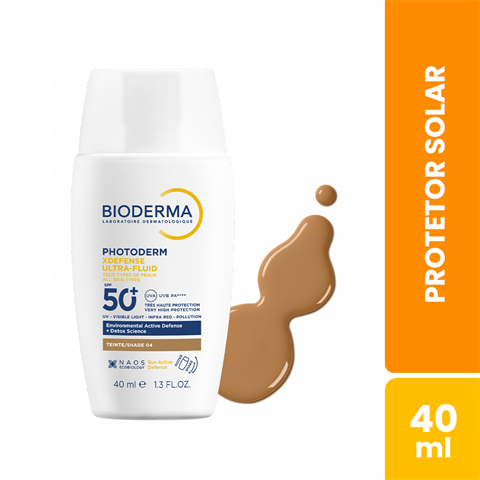 Protetor Solar Facial Bioderma Photoderm XDefense Ultra-Fluid FPS 50+ Cor 04 Com 40ml