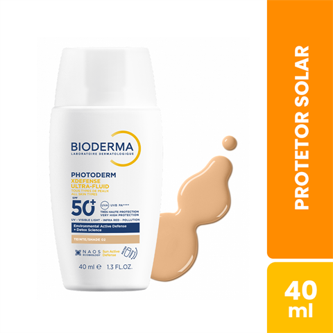 Protetor Solar Facial Bioderma Photoderm XDefense Ultra-Fluid FPS 50+ Cor 02 Com 40ml