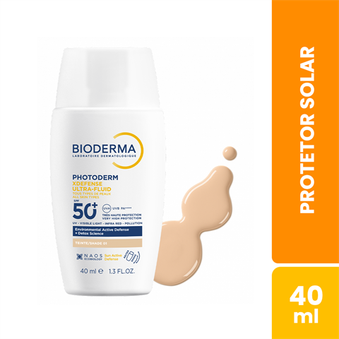Protetor Solar Facial Bioderma Photoderm XDefense Ultra-Fluid FPS 50+ Cor 01 Com 40ml