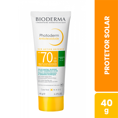 Protetor Solar Facial Bioderma Photoderm Antioleosidade Matte FPS70 Sem Cor Com 40g