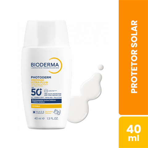 Protetor Solar Facial Bioderma Photoderm XDefense Ultra-Fluid FPS 50+ Invisible Com 40ml