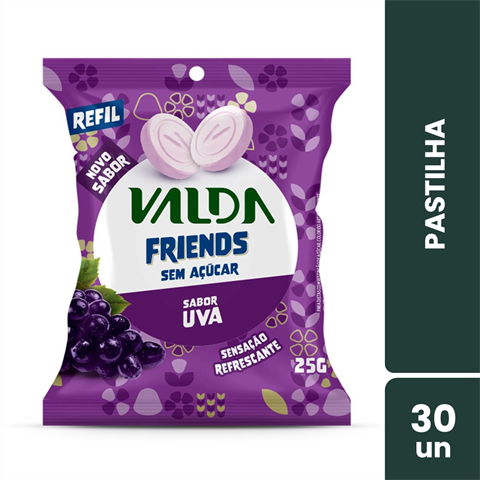 Pastilhas Valda Friends Sabor Uva Com 30 Sachês De 25g