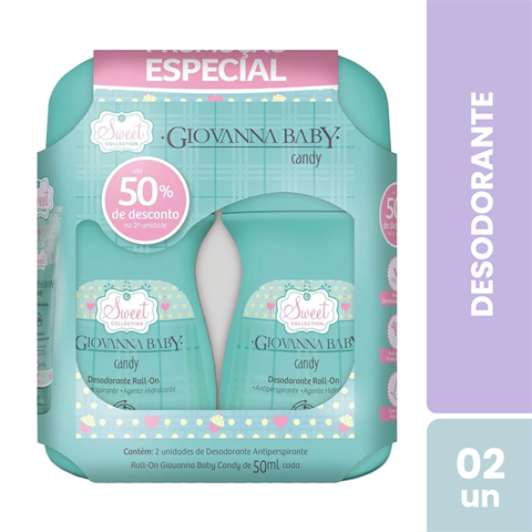 Pack Desodorante Antitranspirante Giovanna Baby Roll-On Sweet Collection Candy Com 2 Unidades De 50m
