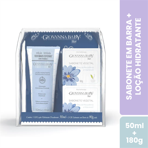 Kit Giovanna Baby Blue Loção Hidratante 50ml + 2 Unidades De Sabonete Em Barra 90g