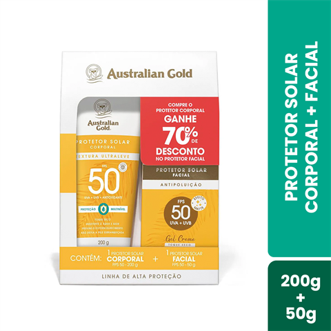 Kit Australian Gold Protetor Solar Corporal 200g + Facial Fps50 50g