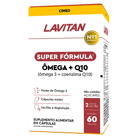 Suplemento Alimentar Lavitan Super Fórmula Ômega + Q10 Com 60 Cápsulas