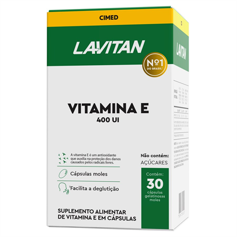 Vitamina E Lavitan 400UI Com 30 Cápsulas Gelatinosas Moles