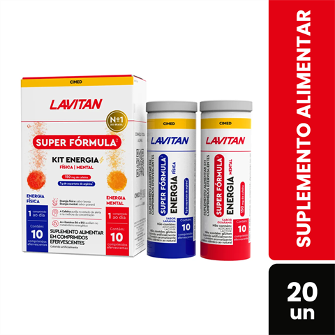 Kit Lavitan Super Fórmula Suplemento Alimentar Energia Física + Mental Com 10 Efervescentes Cada