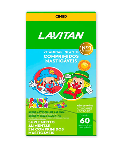 Suplemento Alimentar Lavitan Vitaminas Infantis Sabor Frutas Sortidas Com 60 Comprimidos Mastigáveis