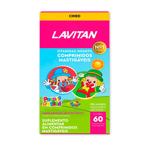 Suplemento Alimentar Lavitan Vitaminas Infantis Sabor Tutti-Frutti Com 60 Comprimidos Mastigáveis