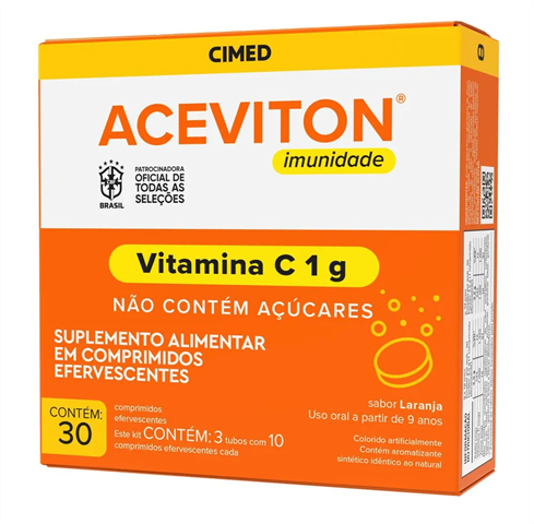 Aceviton Imunidade Vitamina C 1g Com 30 Comprimidos Efervescentes