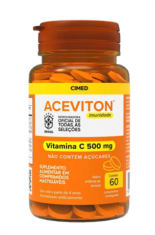 Aceviton Imunidade Vitamina C 500mg Com 60 Comprimidos Mastigáveis