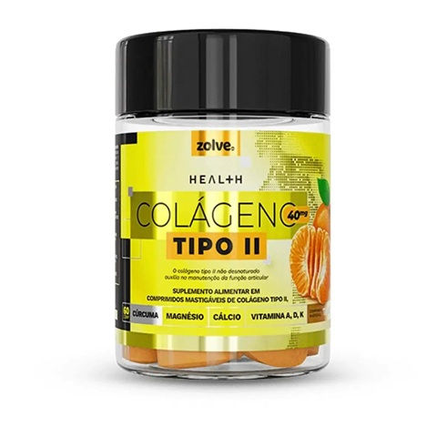 Suplemento Alimentar Zolve Colageno Tipo II Sabor Tangerina Com 60 Cápsulas