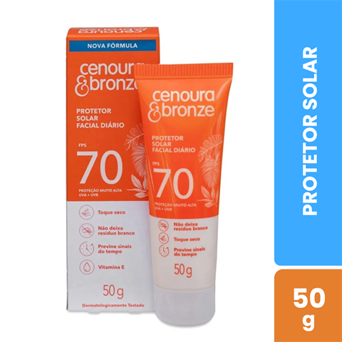 Protetor Solar Facial Cenoura&Bronze FPS70 Com 50g