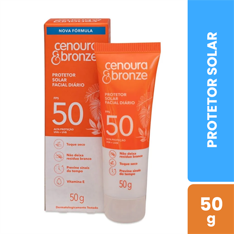 Protetor Solar Facial Cenoura&Bronze FPS50 Com 50g