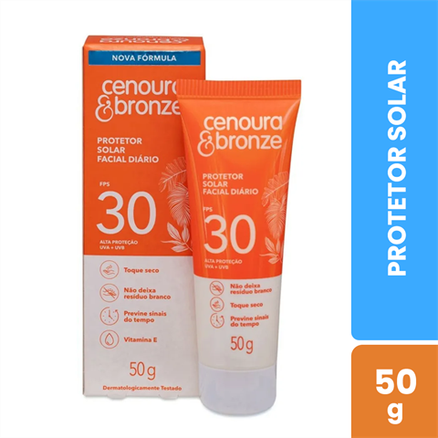 Protetor Solar Facial Cenoura&Bronze FPS30 Com 50g