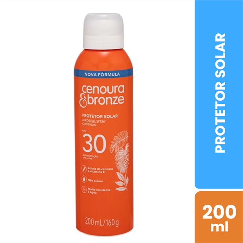 Protetor Solar Cenoura&Bronze Aerossol FPS30 Com 200ml