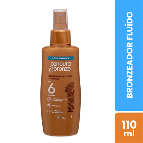 Bronzeador Fluído Cenoura&Bronze Com Cor FPS6 Com 110ml