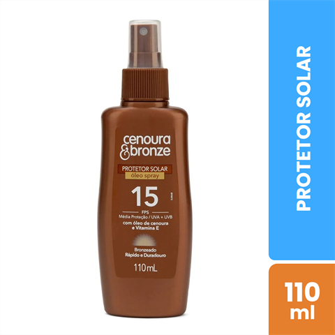 Protetor Solar Cenoura&Bronze Óleo Spray FPS15 Com 110ml