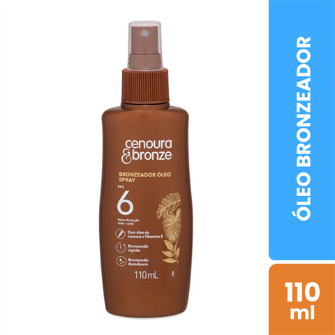 Óleo Bronzeador Cenoura&Bronze Spray FPS 6 Com 110ml