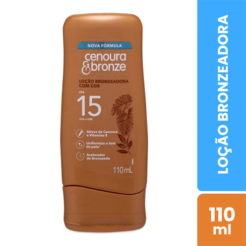 Loção Bronzeadora Cenoura&Bronze Com Cor FPS15 Com 110ml