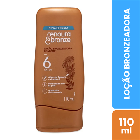 Loção Bronzeadora Cenoura&Bronze Com Cor FPS6 Com 110ml