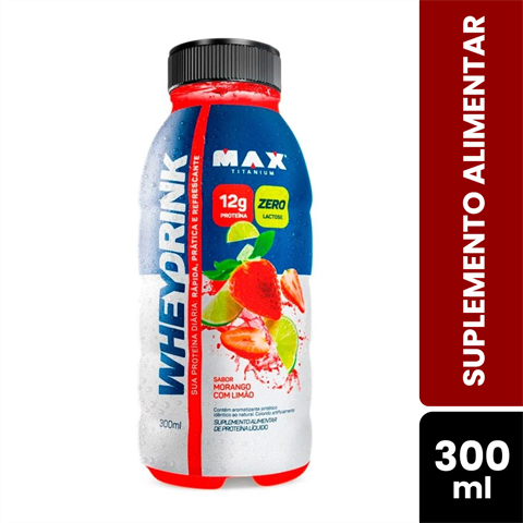 Suplemento Alimentar Max Titanium Whey Drink Sabor Morango Com Limão Com 300ml