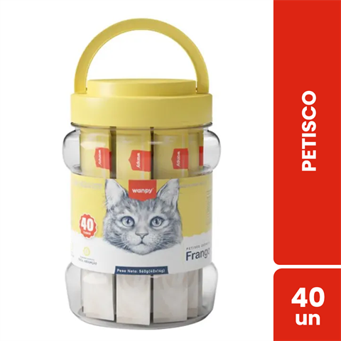 Petisco Para Gatos Wanpy Creamy Sabor Frango Com 40 Unidades