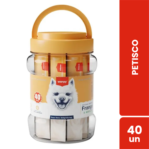 Petisco Para Cães Wanpy Creamy Sabor Frango E Queijo Com 40 Unidades