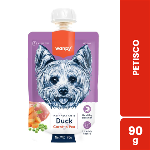 Petisco Para Cães Wanpy Creamy Sachê Sabor Pato, Cenoura E Ervilha Com 90g