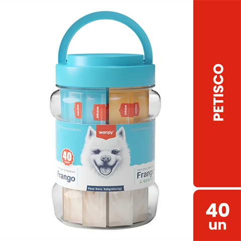 Petisco Para Cães Wanpy Creamy Sabor Frango + Frango E Queijo Com 40 Unidades