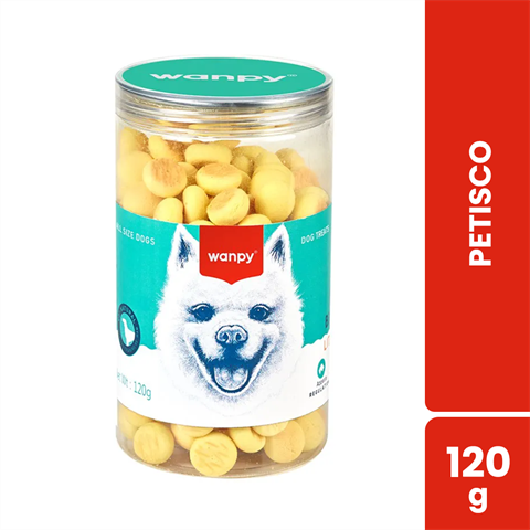 Petisco Para Cães Wanpy Mini Biscoito Leite E Queijo Com 120g