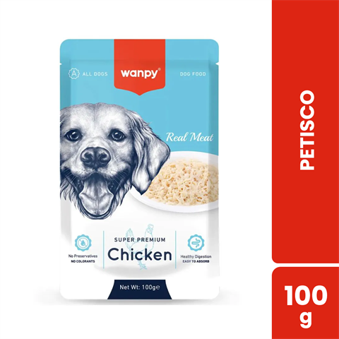 Petisco Para Cães Wanpy Super Premium Sachê Sabor Frango Com 100g