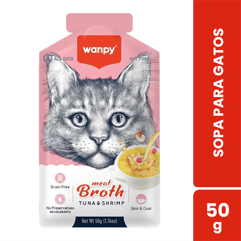 Sopa Para Gatos Wanpy Sabor Atum E Camarão Com 50g
