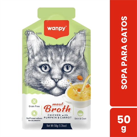 Sopa Para Gatos Wanpy Sabor Frango, Abóbora E Cenoura Com 50g
