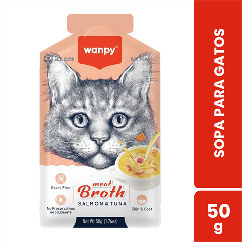 Sopa Para Gatos Wanpy Sabor Salmão E Atum Com 50g