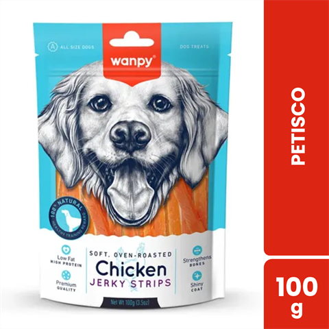 Petisco Para Cães Wanpy Tiras Sabor Frango Com 100g