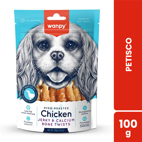 Petisco Para Cães Wanpy Twists Frango No Osso Com 100g