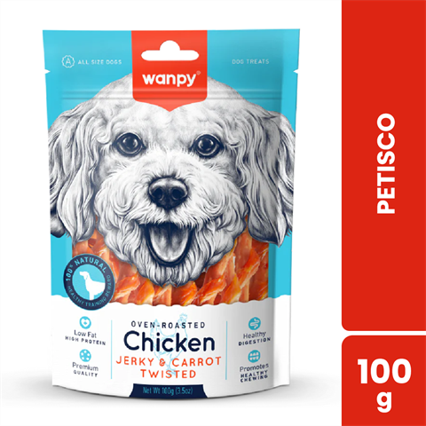 Petisco Para Cães Wanpy Twists Frango No Palito De Cenoura Com 100g