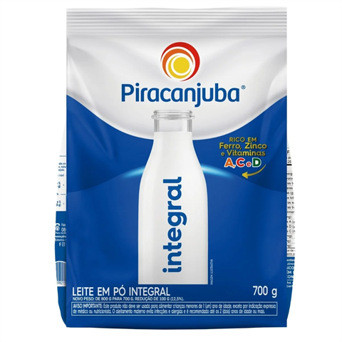 Leite Em Pó Piracanjuba Integral Com 700g