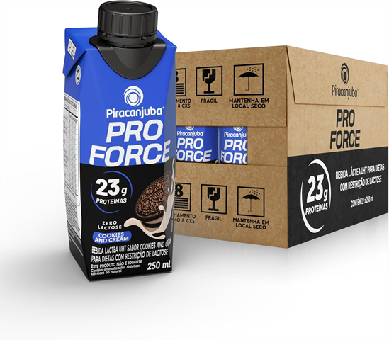 Bebida Láctea Piracanjuba Proforce Zero Lactose Sabor Cookies and Cream Com 250ml
