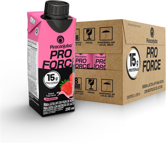 Bebida Láctea Piracanjuba Proforce Zero Lactose Sabor Morango 250ml