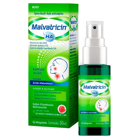 Malvatricin Ha Solução Bucal Sabor Framboesa 30ml Megalabs