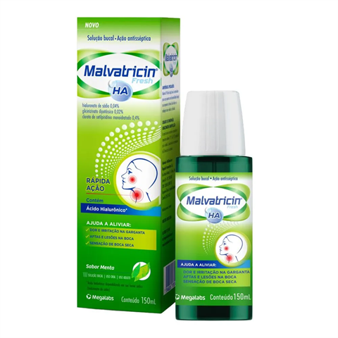 Malvatricin Ha Solução Bucal Sabor Menta 150ml Megalabs