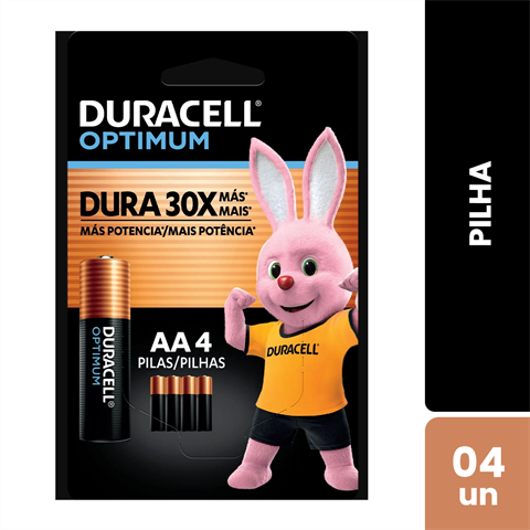 Pilha Alcalina Duracell Optimum AA Com 4 Unidades