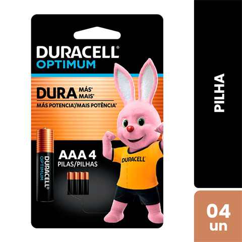 Pilha Alcalina Duracell Optimum AAA Com 4 Unidades