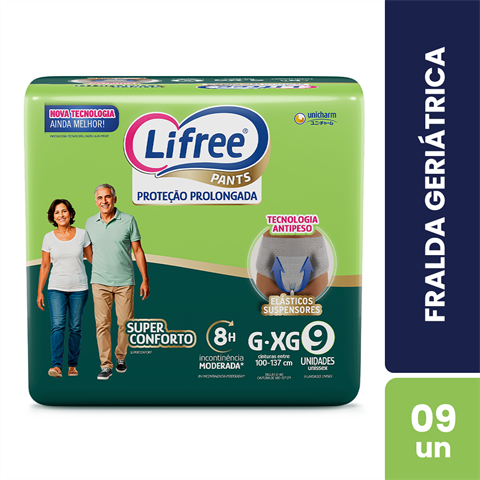Fralda Geriátrica Lifree Pants Super Conforto G/XG Com 9 Unidades