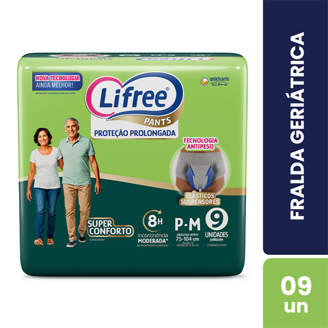 Fralda Geriátrica Lifree Pants Super Conforto P/M Com 9 Unidades