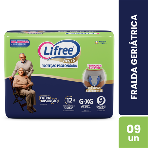 Fralda Geriátrica Lifree Pants Extra Absorção G/XG Com 9 Unidades